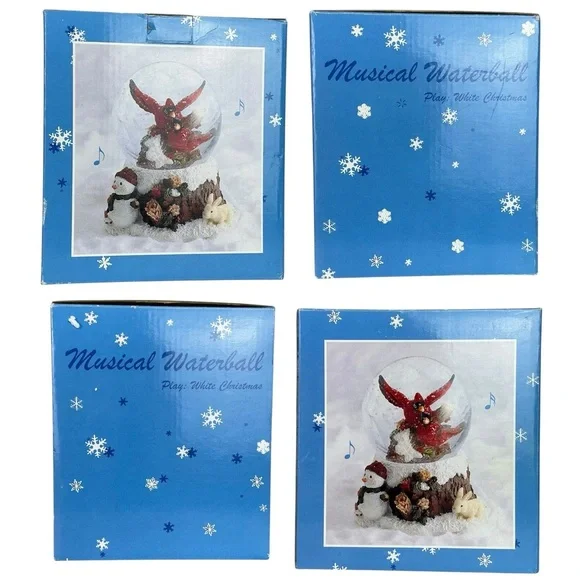 Cracker Barrel Vintage Musical Snow Globe White Christmas Song Cardinal Red Bird - Picture 5 of 16